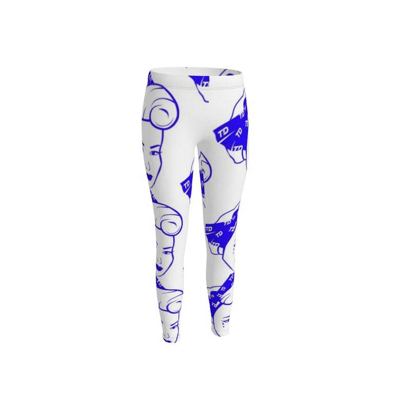 TDM Face Custom Leggings White Blue